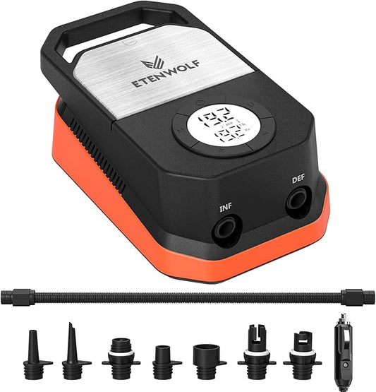 ETENWOLF S4 Paddle Board Pump, 20 PSI High Pressure 12V DC Sup Air Pump with Auto-Off & Deflation, 4X Faster Portable Electric Pump for Stand Up Paddle Boards, Kayaks, Air Mattress, Tent, Inflatables