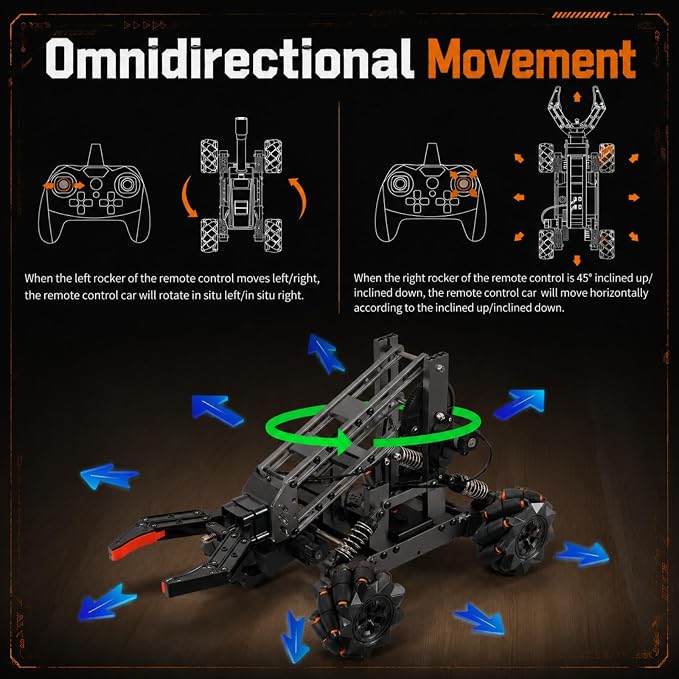 VANLINNY Robotic Arm Kits, DIY Educational Building Set with 4 DOF, Remote Control Toy Set for Boys and Girls 8-14, Science Entry-Level for School STEM Project, Birthday Xmas Gift for Kids Adults