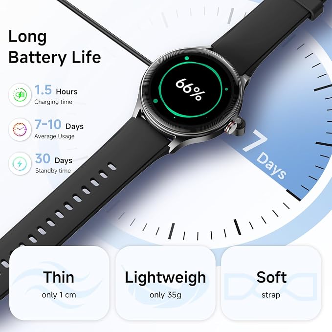 Woneligo Smart Watches for Men Women,1.57inch AMOLED Touchscreen Fitness Watch for iPhone & Android,Heart Rate/Sp02/Sleep Monitor,110+ Sport Modes IP68 Waterproof Bluetooth Calls,2 Bands (Black, 1.57)
