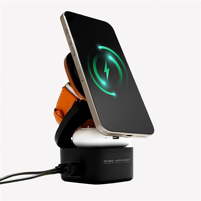 65W Power Cube Charging Station Wireless GaN Fast Charger for Multiple Devices iPhone Apple Watch AirPods MacBook Android