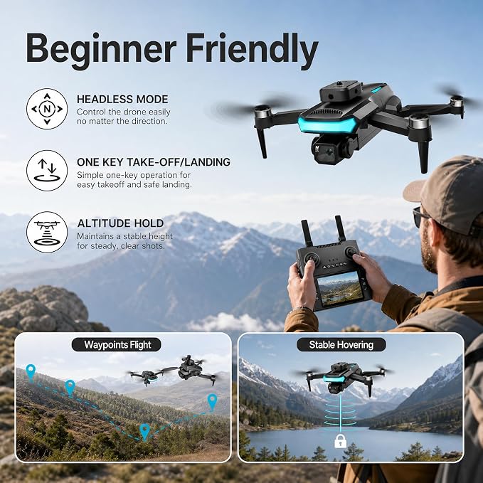 KMAX Drone with Camera for Adults Beginners, 2K Foldable RC Drone with 4.3" HD Display, Obstacle Avoidance, Altitude Hold, One-Key Return, 60 Mins Flight Time with 3 Batteries, Easy to Fly Mini Camera Drone Gifts