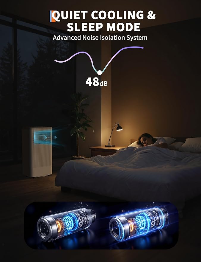 GarveeTech 8000 btu Portable Air Conditioner 3 Speeds & Sleep Mode, 3 in-1 Cooling AC Portable Air Conditioner for Room, Standing Air Conditioner for Room, Ventless Floor Air Conditioner Unit Portable