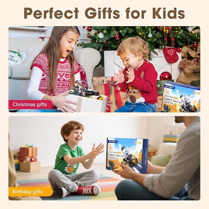 ACEBOTT Robot Kit, Robotics for Kids Ages 8-12 12-16, STEM Toys for Boys with Remote & App Control, Arduino & Scratch Compatible, Science Kits for Kids Age 8-12 12-16, for Boys & Girls(Yellow)