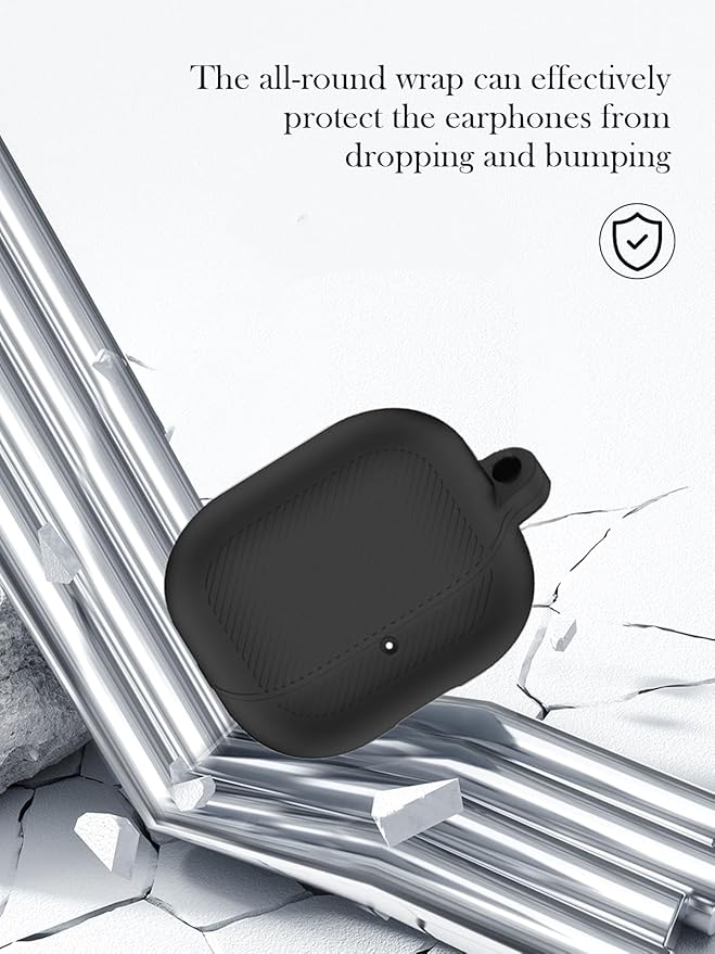 Case for TOZO Hybrid Active Noise Cancelling Wireless Earbuds,Soft Protective,BOVUGAC Silicone Case Cover with Keychain & Cleaning Kit & Lanyard for TOZO Crystal Pods Earbuds Item Number：T11147-Black