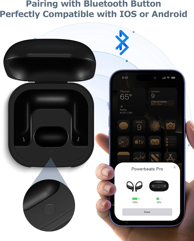 Charging Case Replacement for Powerbeats Pro: 700mAh Battery, Bluetooth Pairing, Portable Charger Case (Case Only)