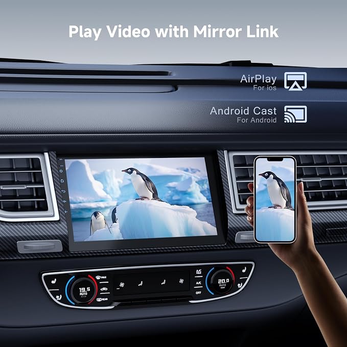 Haudio 9 inch Double Din Car Stereo Radio Support Apple Carplay and Android Auto,Car Radio with Rear Camera,HD Touch Screen,Support Voice Assistant,G0ogle,AUX,FM/AM,GPS,Mirror Link(4+64G)