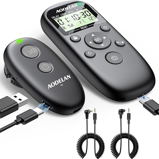 AODELAN Rechargeable Camera Timer Intervalometer Remote Control for Canon, Upgrade Wireless Shutter Release Compatible with Rebel T7, R6 Mark II, R5 Mark II,5D Mark II, R3, R5, R6, R7, R10, R100,T6