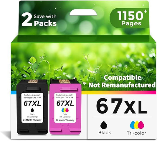 Ankink Compatible 67XL Ink Cartridge(not Remanufactured) Replacement for DeskJet Envy 2700 2700e 4100 6400 4155e 2755e 6000 2855e 2827e 2752e 4100e 6458 6455e 4152 6055e 6052e 4152e 2742e 6400e