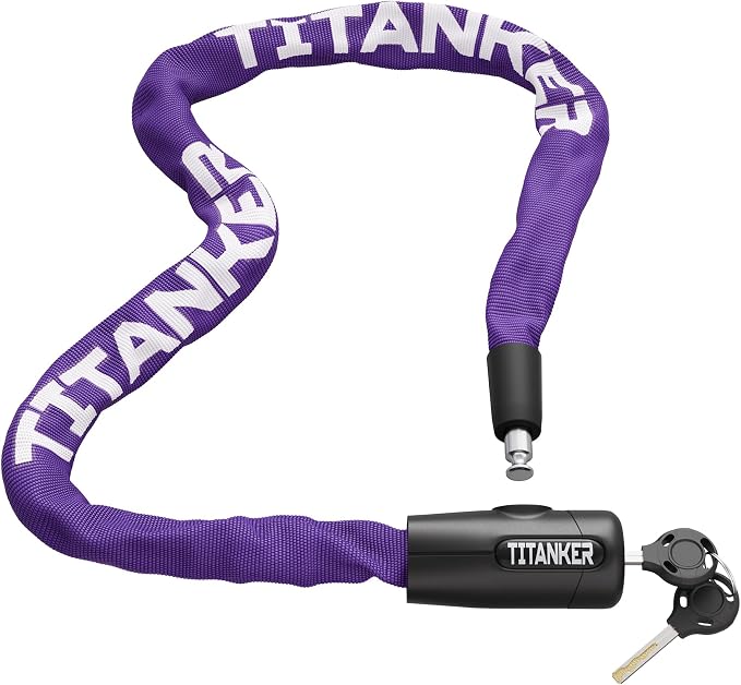 Titanker Bike Chain Lock with Keys, 3.3 Feet Security Heavy Duty Anti-Theft Bicycle Chain Locks for Bike, Motorcycle, Bicycle, Door, Gate, Fence, Grill (6mm, 8mm, 10mm Thick Chain)