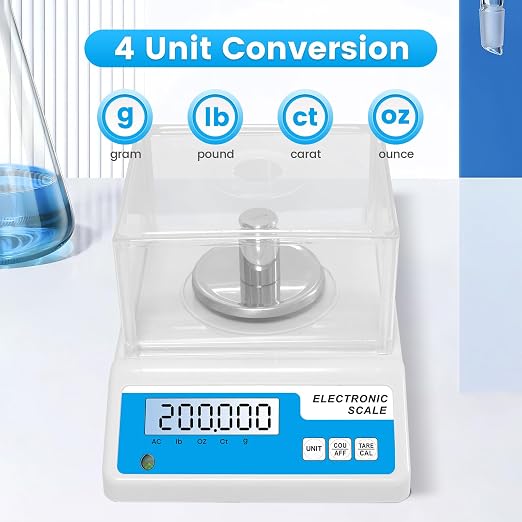 Lab Analytical Balance Scale 500g x 0.001g, 001 Gram Scale High Precision Digital Scale with Windshield, Jewelry Scale for Gold Powder Laboratory Kitchen School, 4 Units with LCD Display,
