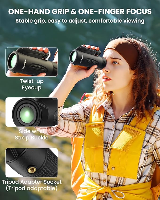 8X32 Monocular Telescope for Adults High Powered – Waterproof, BAK4 Prism, FMC Lens, Compact Spotting Scope for Bird Watching, Hiking, Travel, Camping & Outdoor Exploration