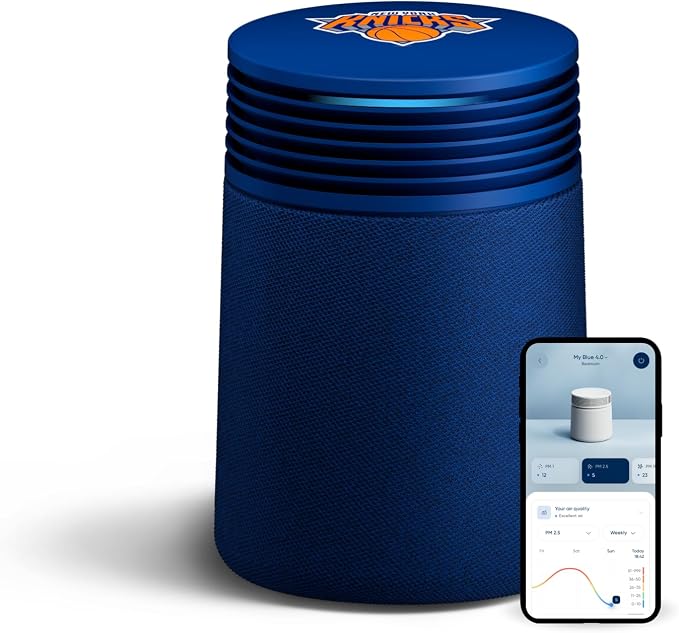 BLUEAIR x New York Knicks Champions Edition Blue Signature Small Smart Air Purifier, Home & Office, Air Cleaner for Pets, Allergies, Dust & Smoke, Cleans 1,190 Sq Ft Per Hour, Quiet HEPA Air Purifier