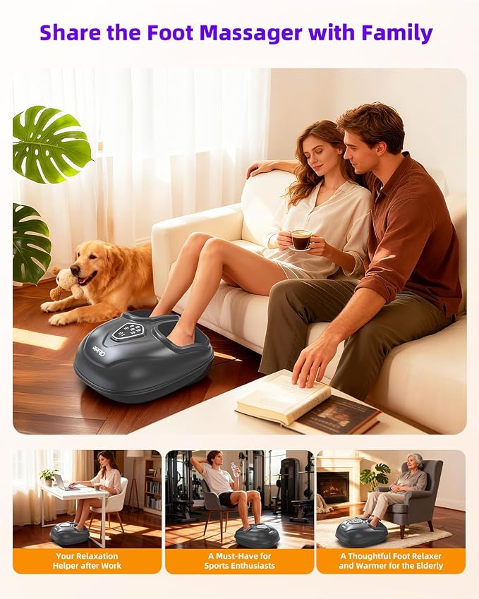Foot Massager with Heat, Shiatsu Foot Massager with Remote, Electric Feet Massage Machine for Neuropathy,Plantar Fasciitis, Circulation, FSA Eligible HSA Store Eligible Massager (Dark Black,Corded)