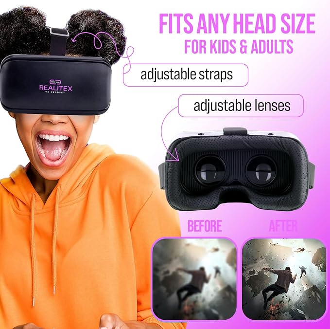 3D VR Headset for Kids + Android Remote - for iPhone & Android Phones | with 3D VR Videos & Apps Links | Virtual Reality Goggles Set for Beginners