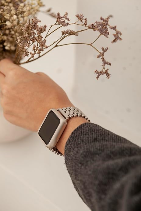 My Pretty Strap - Compatible Apple Watch Band Strap, Stainless Steel Fashion iWatch Replacement Strap- Easy Resizing, No Tool Needed, Fits Most Wrists- Series 1-11, SE and Ultra