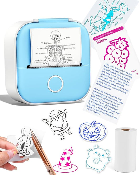 Memoking Mini Sticker Printer, Inkless Portable Bluetooth Thermal Label & Photo Printer with App, Pocket-Sized Wireless Printer for Journaling, Scrapbooking, Home Organization & Study Notes