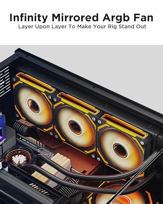 AsiaHorse COSMIQ 120mm Case Fan, Infinity Mirror FDB Reverse Fan with 5V 3-PIN Connector and Small Controller, 2000 RPM and 68.5CFM,Unit Daisy Chain PWM RGB PC Fans for Cases CPU Liquid Coolers, 3Pack