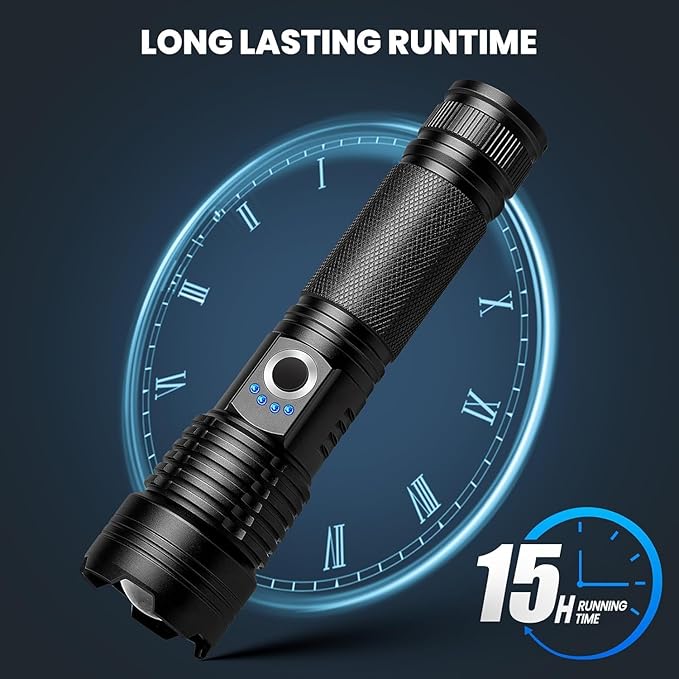 VVBE Rechargeable Flashlights High Lumens 4 Pack, 990,000lm Super Bright LED Flashlight, Adjustable Focus, 5 Modes, IPX6 Waterproof Powerful Flash Lights for Camping Home Outdoor