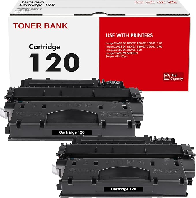 120 Toner Cartridge Black 2-Pack Replacement for Canon 120 CRG120 CRG-120 Toner Cartridge for imageCLASS D1120 D1550 D1150 D1320 D1350 D1520 D1370 D1180 D1170 D1100 D1300 D1500 MF6680 MF417 Printer