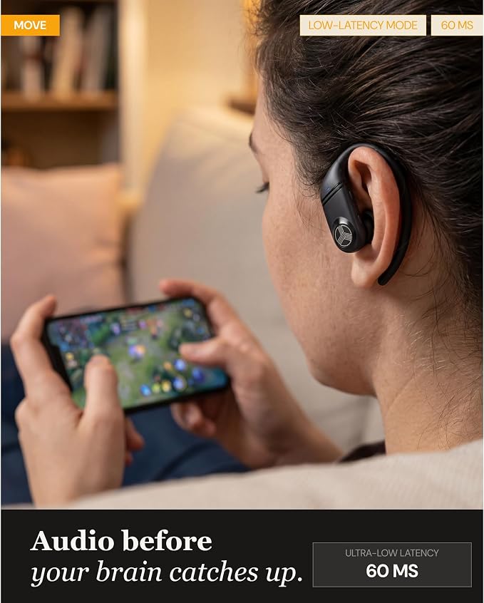 TREBLAB X4 Over the Ear Earbuds Wireless Bluetooth, 11H, IPX5 | Bluetooth Headphones Waterproof IPX5, 2500mAh Powerbank Case, Wireless Charging, Gaming Mode 60ms, ENC Mic, Sport Hook Fit