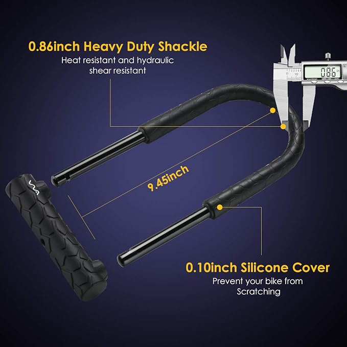 Bike Lock Heavy Duty Anti Theft, Long Shackle Bike U Lock with Keys, 4FT Security Cable and Mounting Bracket for Bicycle, Ebike, Scooter, Commuter Bike