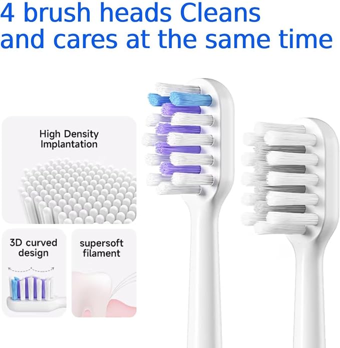 X1 Sonic Electric Toothbrush for Adults - Sweeping & Vibrating, Rechargeable, 4 Brush Heads, 5 Cleaning Modes, 60-Day Battery Life & IPX7 Waterproof Design (White)