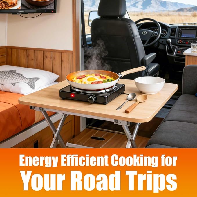Portable Hot Plate, 1500W Cast Iron Single Countertop Burner, Electric Stove with 5 Levels Adjustable Temperature, Cooktop for Home RV Camping, Easy to Clean, Black