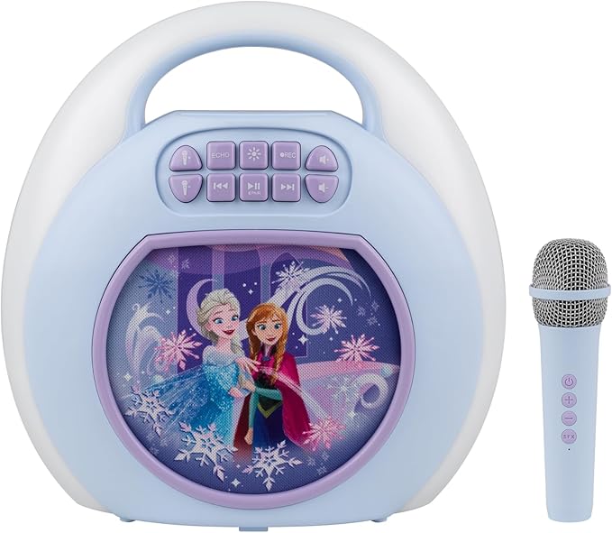 Disney Frozen Karaoke Machine for Kids, Bluetooth Speaker with Wireless Microphone, Designed for Fans of Frozen Toys
