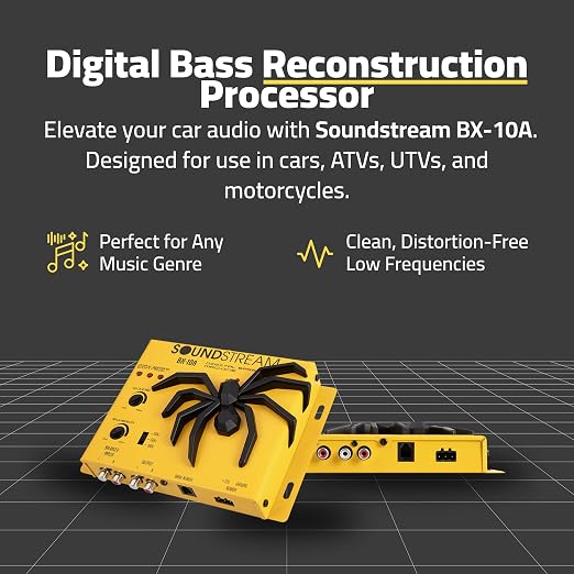 SoundStream BX-10A Bass Restoration Processor with Parametric Bass Equalizer, Digital Bass Processor for Car Audio, Balanced Inputs & Dash Mount Remote Control - Yellow
