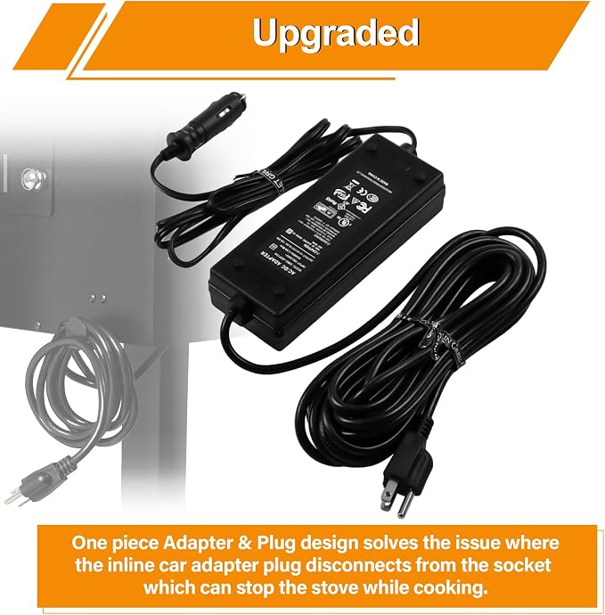 12V Power Supply Converter Adapter Plug for GMG Green Mountain Grill Jim Bowie, Daniel Boone, Davy Crockett Prime/Prime Plus Grill, P-1001 P-1266 Power Cord Replacement Part for Ledge Peak Trek