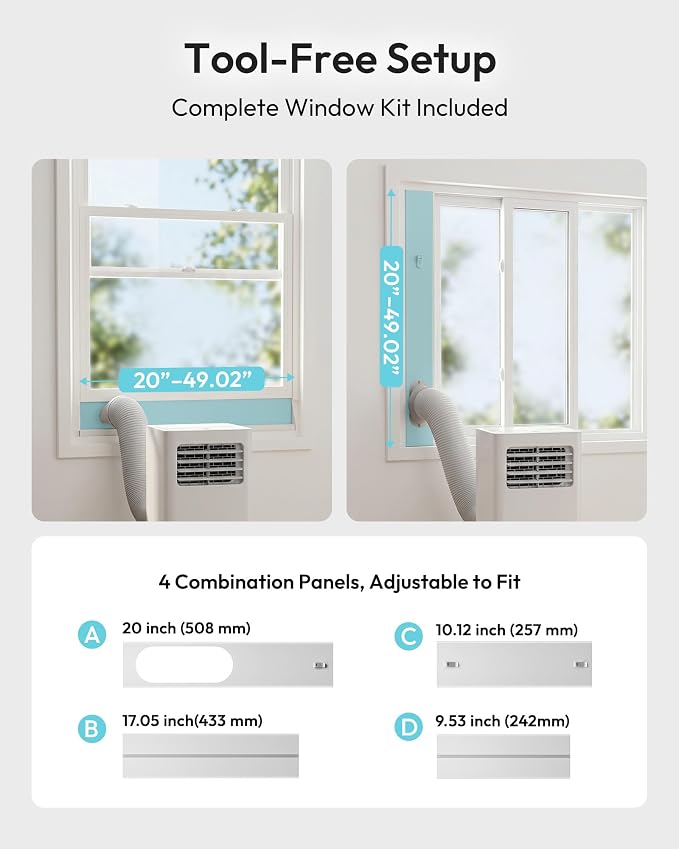 EUHOMY Portable Air Conditioners, 8,000 BTU 3-in-1 Portable AC Unit Cools 350 Sq.Ft, Quiet 50 dB AC with Cool, Dehumidifier, Fan for Bedroom, Includes Window Kit, Remote, Easy Move Casters for Room