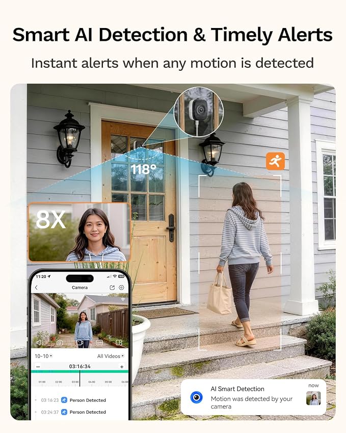 LongPlus 3K 5MP Magnetic Window Camera with Night Vision, 2.4&5GHz WiFi Safeview Window Security Camera, Indoor Window Camera for Home Security, 24/7 Recording, Human/Car Detection,Two-Way Audio