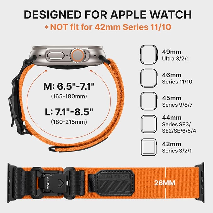 Bandletic Compatible with Apple Watch Ultra 3 Band Men, Wide Stretchy Sport Strap with Magnetic Fidlock V-Buckle for iWatch 49mm(Ultra 3/2/1),46mm(11/10),45mm(9/8/7),44mm(SE3/SE2/SE/6/5/4),42mm(3/2/1)