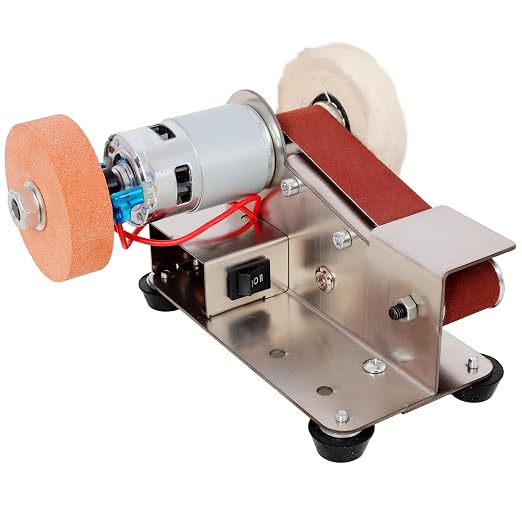 KEIKI Mini Belt Sander, Electric Sander Knife Making Supplies with 7 Adjustable Speed, Small Sanders Knife Sharpener Electric, Power Belt Bench Grinder Sanding Machine for Woodworking