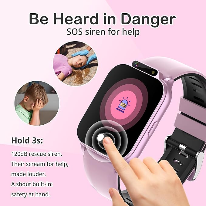 Kids Waterproof Smart Watch Girls with Fitness Tracker Sports Activity Pedometer Heartrate SpO2 Stress Monitor Flashlight APP HD Touch Screen Camera Games Music for 4-13 Year Old Girls Gifts for Kids