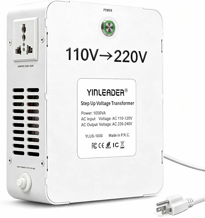 Yinleader Voltage Converter 120V to 240V OR 110V to 220V Step Up Transformer Using 220/230/240 Volt European Asian China Small Appliances in US (1000W)