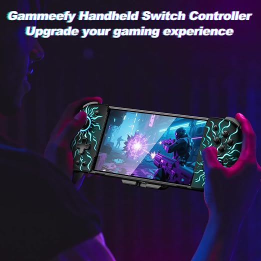 Gammeefy Switch Controller – Hall Effect Joysticks & Enhanced Grip – One Piece Switch Joypad Replacement Switch Pro Controller with 8-Color RGB Lighting, Turbo, Macros -Multi-Colored Sunburst, 6.2"/7"