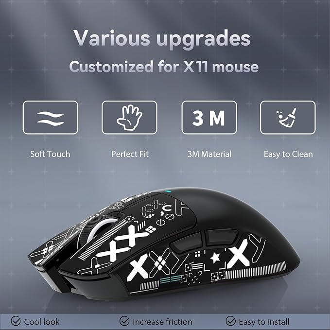 MAGIC-REFINER Attack Shark Gaming Mouse Anti-Slip Grip Tape, Compatible with Superlight Wireless pc Mouse,Sweat Resistant，Fine Feel,Cut to Fit，Cool Mouse Skins for Video Games/Office/Study(Black)