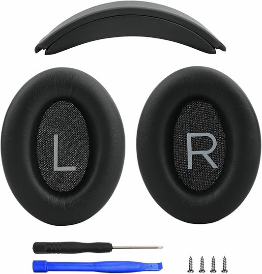 Replacement Headband Cushion and Earpads for Bose QC35 QC45 Headphones with Noise Isolation Memory Foam (Black)