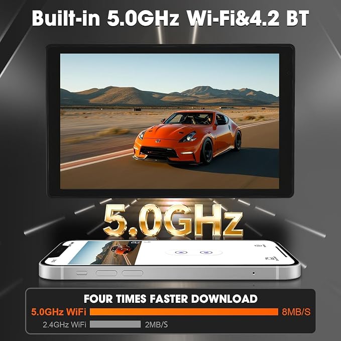 8'' Wireless Carplay Screen for Car, Portable Apple Car Play & Android Auto Car Stereo HD Touchscreen, Vertical/Horizontal Mode, Magnetic Mount, 5.0G WiFi, Voice Control & GPS Navigation