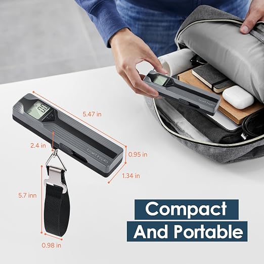 Battery-Free Luggage Scale – No Batteries Needed, Portable Digital Hanging Suitcase Weight Scale for Air Travel & Checked Bags, 110lb/50kg, LCD Display, Compact Travel Accessory