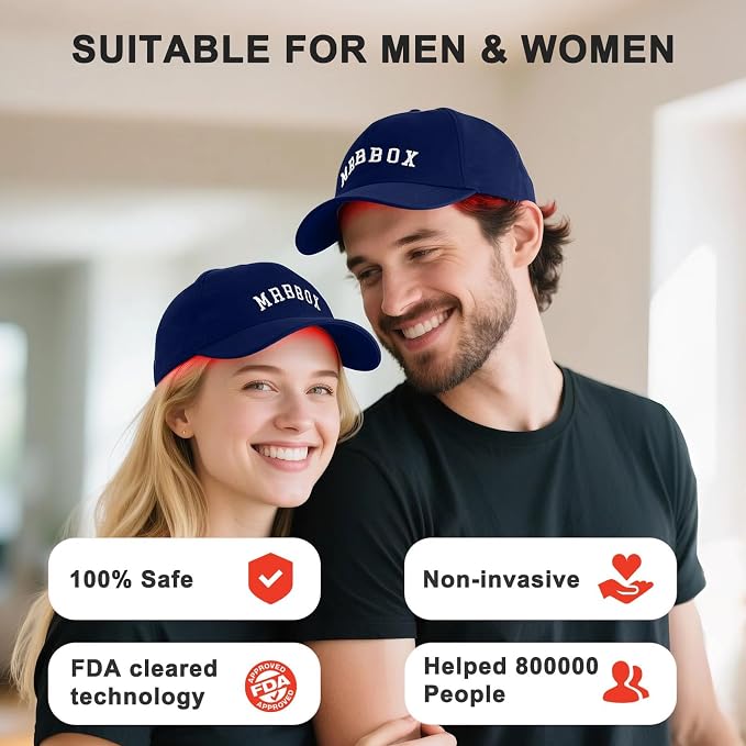 Red Light Therapy for Hair Growth for Men & Women,Red Light Hair Growth Cap,Full-Scalp Coverage,At-Home Scalp Care, Father‘s Day Gift Idea,Blue Cap