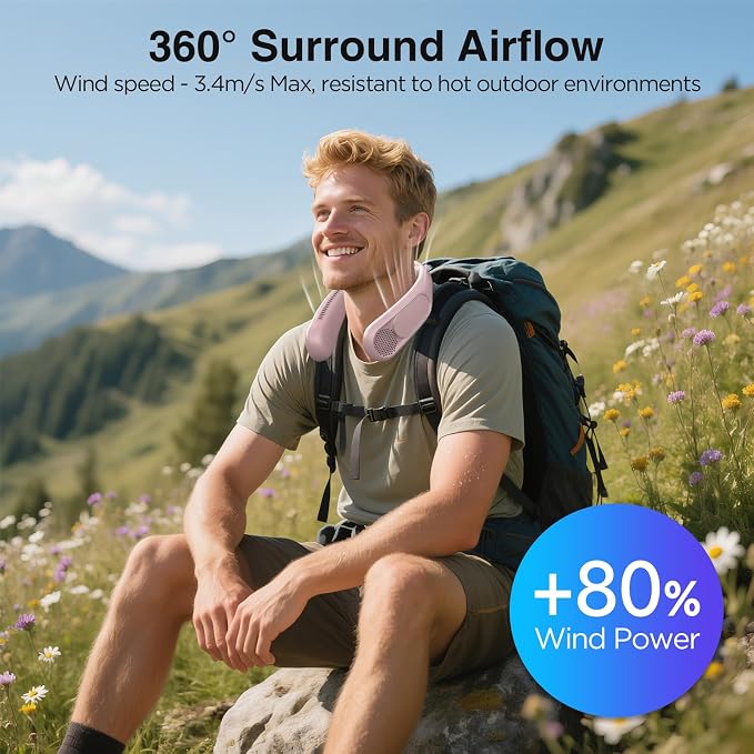 Hotsales Neck Fan, Hands Free Bladeless Neck Fans Portable Rechargeable, 6000 mAh Battery Operated Wearable Personal Fan, Cooling Neck Fan, 3 Speeds, USB Fan Gifts for Men, Women, Travel, Outdoor
