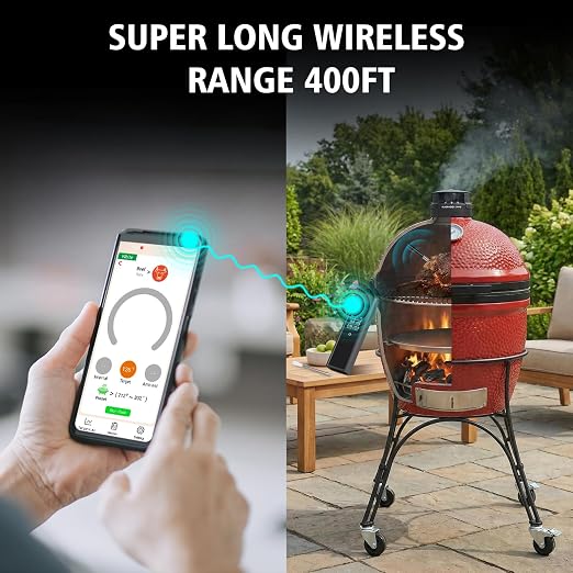Smart Meat Thermometer for BBQ & Oven, Dual Sensor Probes, Real-Time App Monitoring, Long Wireless Range, Fast Response Cooking Thermometer for Grill & Smoker