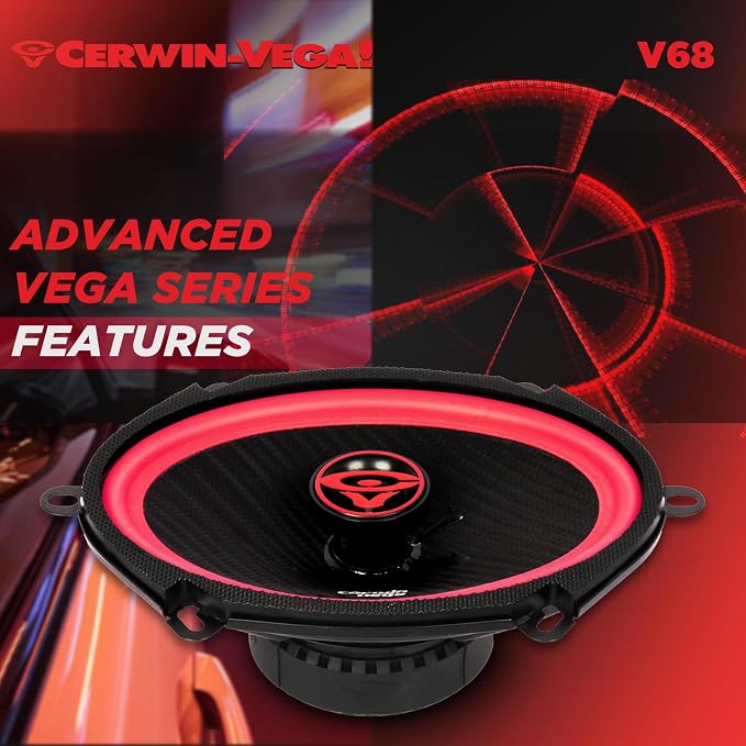 CERWIN-VEGA! V68 6"× 8" VEGA 2-Way 300 Watts 4 Ohm Coaxial Speakers(Pair)