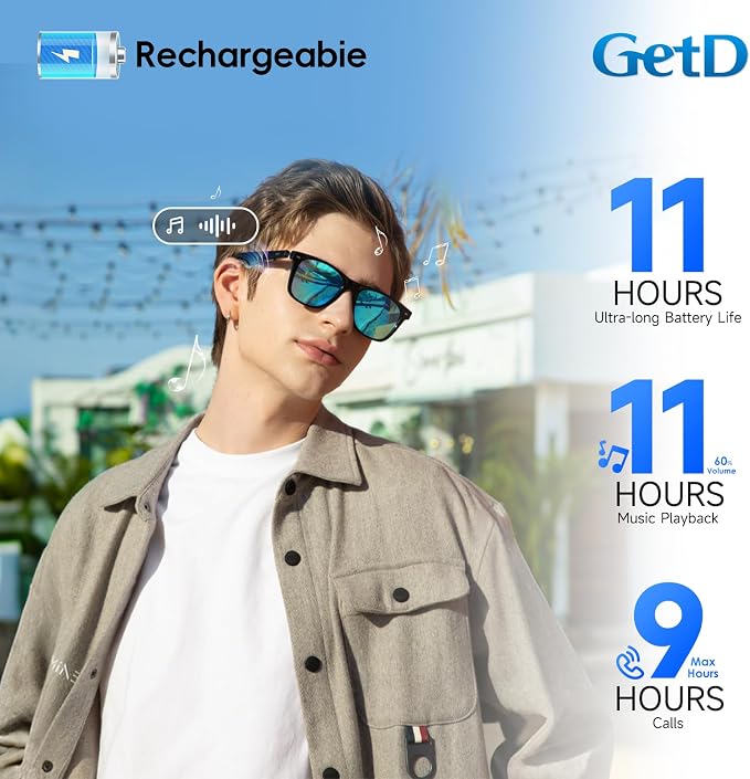AI Glasses for Men & Women, Smart Glasses Powered by ChatGPT, AI Real-time Translation with 107 languages, 11H Music Play, Bluetooth Sunglasses with Polarized Lens, UV Protection for Daily Use, Travel