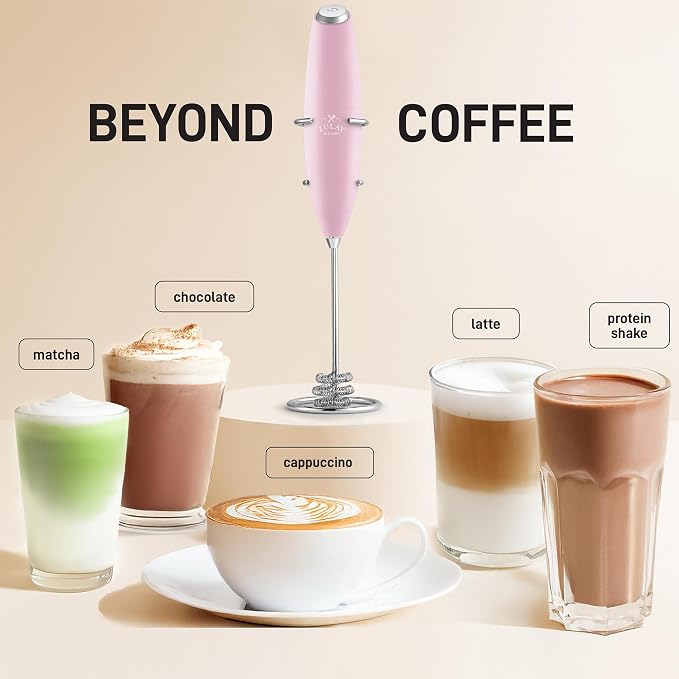 Zulay Kitchen Powerful Milk Frother Wand With Duracell Batteries - Ultra Fast Handheld Drink Mixer - Electric Whisk Foam Maker for Coffee, Lattes, Cappuccino & Matcha - Triple Whisk - Mint Candy