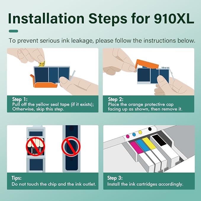 910XL 910 8020 Ink Cartridges Replacement for HP Printers 910xl Ink Cartridges Combo Pack Multipack for OfficeJet Pro Series 8020 8015 8035 8025 8010 8018 8028 8022 8030 Printer