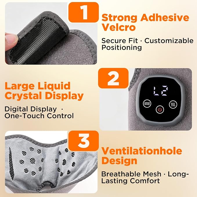 XFP 2Pcs Cordless Foot and Ankle Massager with Heat, Ankle Heating Pad Heated Brace Wrap with 5 Heat Levels and 3 Vibration, USB Charging, Ideal for Home and Travel（Gray）