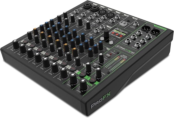 Mackie ProFX10 GO Battery-Powered 10-Channel Analog Audio Mixer With Bluetooth, USB-C Recording Modes, GigFX+ Effects, Onyx Preamps, EQ, Compression, Up to 8 Hours Battery Life